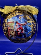 bombka ręczna praca zimowy krajobraz 12cm na stojaku 