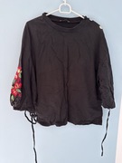 Bluzka bluza damska z ozdobnymi naszywkami kwiatów zara S (36)