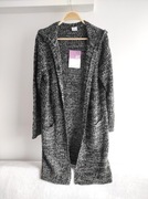 Czarno biały kardigan z kapturem r 46