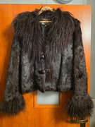 Futro z lamy czekoladowe brązowe kurtka Vintage