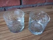 Kryształowe szklanki z grubym denkiem PRL szkło nacinane 2 sztuki 
