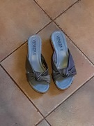 VENEZIA klapki skórzane koturn 39 vera pelle lato