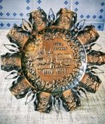 Góra Świętej Anny miedziana pamiątka talerz metaloplastyka