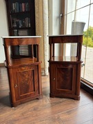 Komplet 2 szafek nocnych / stolików bocznych z marmurowym blatem – antyk