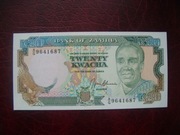 BANKNOT ZAMBIA 20 Kwacha 1991 r. UNC.