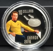 STAR TREK*50thANNIVERSARY!*CAPTAIN J.T.KIRK*$10FINESILVERPROOFCOIN/UNIKAT4