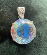 Zawieszka srebro 925 NATURALNY TOPAZ TĘCZOWY 