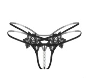 Majtki stringi z perełkami, otwarty krok