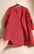 Lniana marynarka Made in Italy czerwona oversize narzutka M L XL