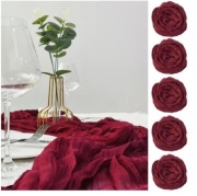 Komplet Bieżników 5 Sztuk Burgudnowy bordo 90 x 400 cm