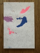 Materiał na ramie do malowania, wzór, częściowo zamalowany 