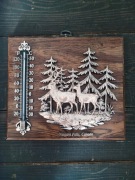 Termometr drewniany motyw mysliwski Vintage