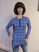 KARI TRAA damska bluzka granatowa we wzorek 100% wełna merino_ S