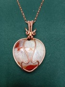 AGAT DUŻE SERCE W OPLOCIE MIEDZIANYM