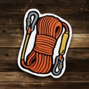 Linka wspinaczkowa - turystyczna naklejka górska 5 x 6 cm