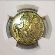 MS62 Próba Technologiczna Mosiądz 5 złotych 1959 Rybak NGC 