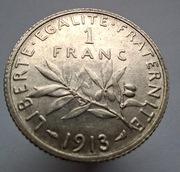 moneta Francja 1 frank 1913 srebro