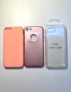 3 Nowe Etui, Case, Obudowa, Plecki iPhone 7/8, przezroczyste, różowe