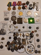 wykopki zestaw monet - sygnet - medale - biżuteria - odznaki