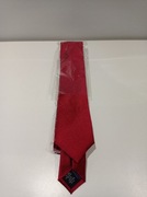 Jedwabny krawat Lambert – 100% jedwab, nowy w folii, ognista czerwień