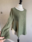 Bluzka damska sweterek butelkowa zieleń 75% wiskoza z rozcięciami po bokach