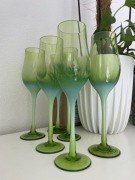 Kieliszki Horbowy zielone szkło Sudety Huta Barbara nie wazon PRL