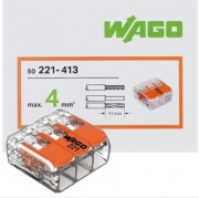 WAGO 221-413 SZYBKOZŁĄCZKA ZŁĄCZKA UNIWERSALNA DRUT LINKA 3x4mm2 50 szt