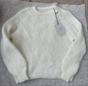 Sweterek ecru oversize 80% super kid moher italy