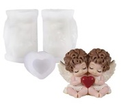 ANIOŁKY z SERDUSZKIEM 3 częściowy Zestaw forem silikonowych do Odlewów 