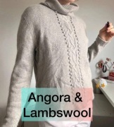 Szary sweter golf z warkoczami angora lambswool