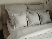 KOMPLET POŚCIELI BAWEŁNIANEJ Z RAMKĄ 220X200 CM JASNY SZARY