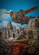 Obraz olejny, ręcznie malowany, surrealizm, maszyna 