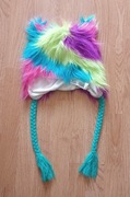 Rainbow furry hat futrzana czapka zimowa kolorowa tęczowa Seven Lemon uszka