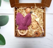 Zestaw zawieszka imienna do smoczka i gryzak wafel