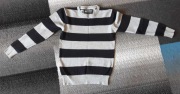 SWETER CHŁOPIĘCY PASY CZARNO-SZARE rozm. 134/140