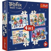 Puzzle 4w1 Rodzina Treflików U Treflików pada śnieg 34657 Trefl Trefliki