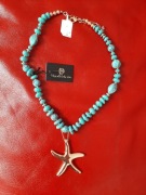  Nowy Choker starfish z turkusu i złotej rozgwiazdy 