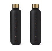 Bidon motywacyjny 1L z godzinami | Butelka na wodę | Złota zakrętka