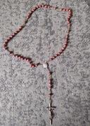 Różaniec drewniany Jan Paweł II 45 cm krzyżyk naszyjnik 