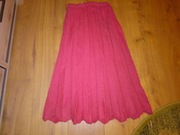 Spódnica wełniana plisowana robiona na drutach różowa malinowa PRL