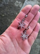 Kolczyki srebrne koła śnieżynki cyrkonie 