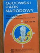 Ojcowski Park Narodowy mapa turystyczna 1990 rok