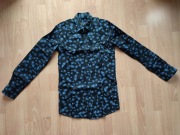 Koszula męska Wólczanka, czarna, wzór w kwiaty, rozmiar 38