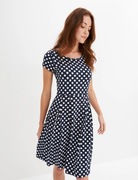 Bonprix sukienka z dżerseju z mieszanki wiskozy 44/46/48 granatowa kropki