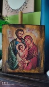 Obraz na drewnie w stylu ikony św. Rodzina 
