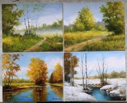 DW-11_Cztery pory roku - 4 obrazy olejne 