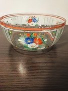 Piękna miska szklana w kwiaty PRL 