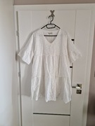 Sukienka boho biała ażurowa bawełniana made in italy L 
