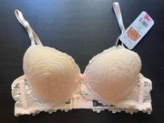 Biustonosz push-up 80B z koronką, pudrowy róż, nowy