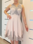 Sukienka ślub wieczorowa XS/S 34/36 jasny roz